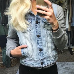American eagle jean jacket + hoodie